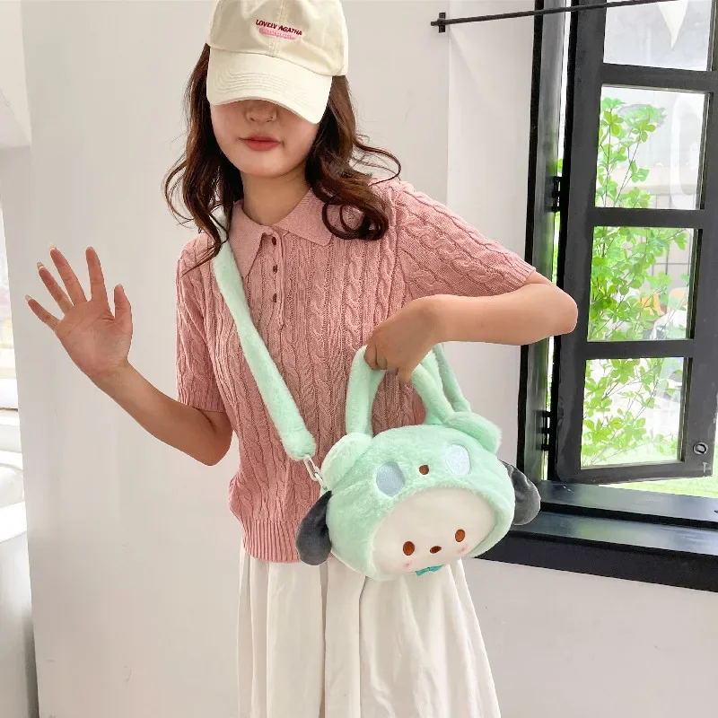 Sanrio Series Cute Fluffy Crossbody Bag Cute Girl Children Handbag Shoulder Bag Fashionable Kawaii Large Capacity Plush Bag Gift