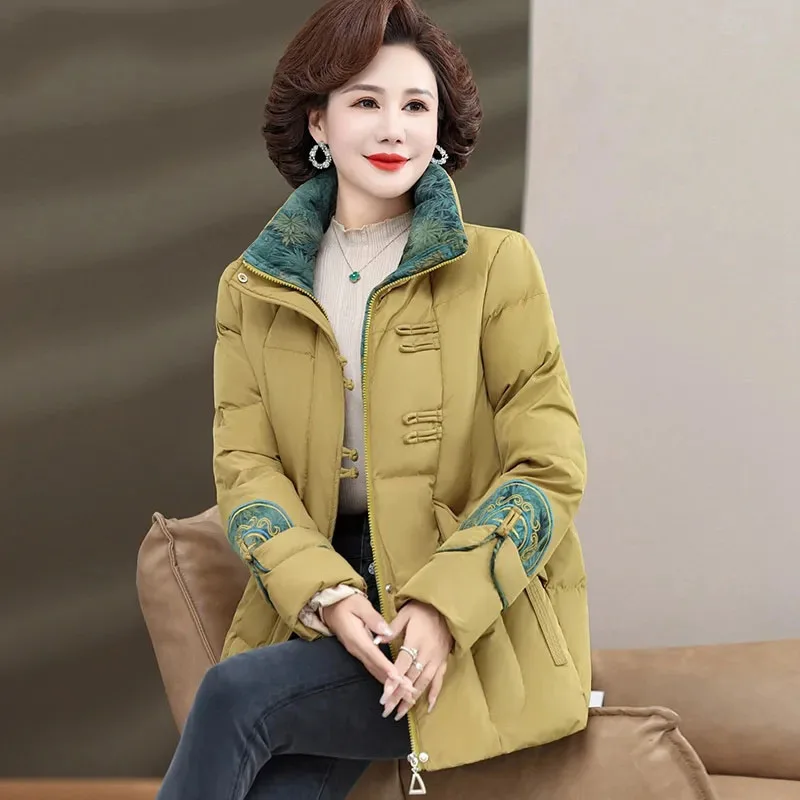 

2025 женская куртка-пуховик с принтом, зимнее женское лоскутное хлопковое стеганое пальто, корейский женский модный пуховый хлопковый топ большого размера 5XL