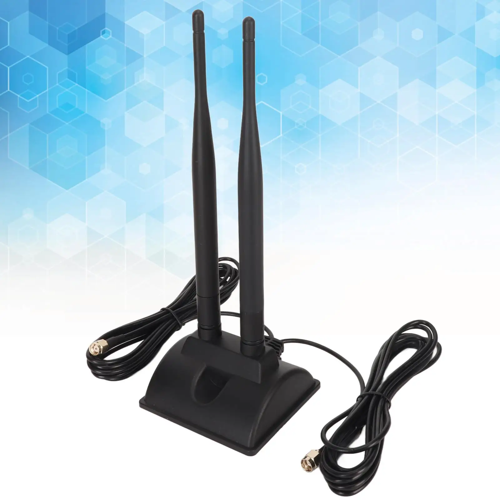 Antena WiFi de doble banda de alta ganancia 2,4 GHz 5GHz 6DBI RP SMA macho con base magnética ajustable para adaptador de enrutador