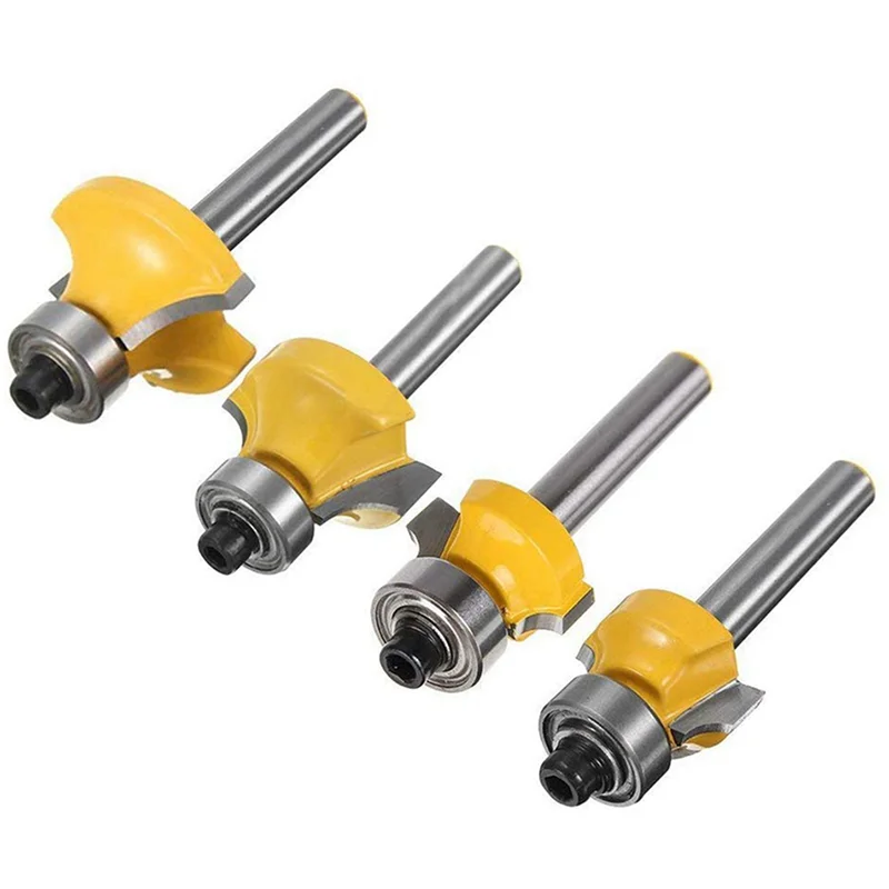 A64K 8Pcs 1/4 Inch Shank Round Over Router Bits Corner Rounding Edge-Forming Edging Tool Set