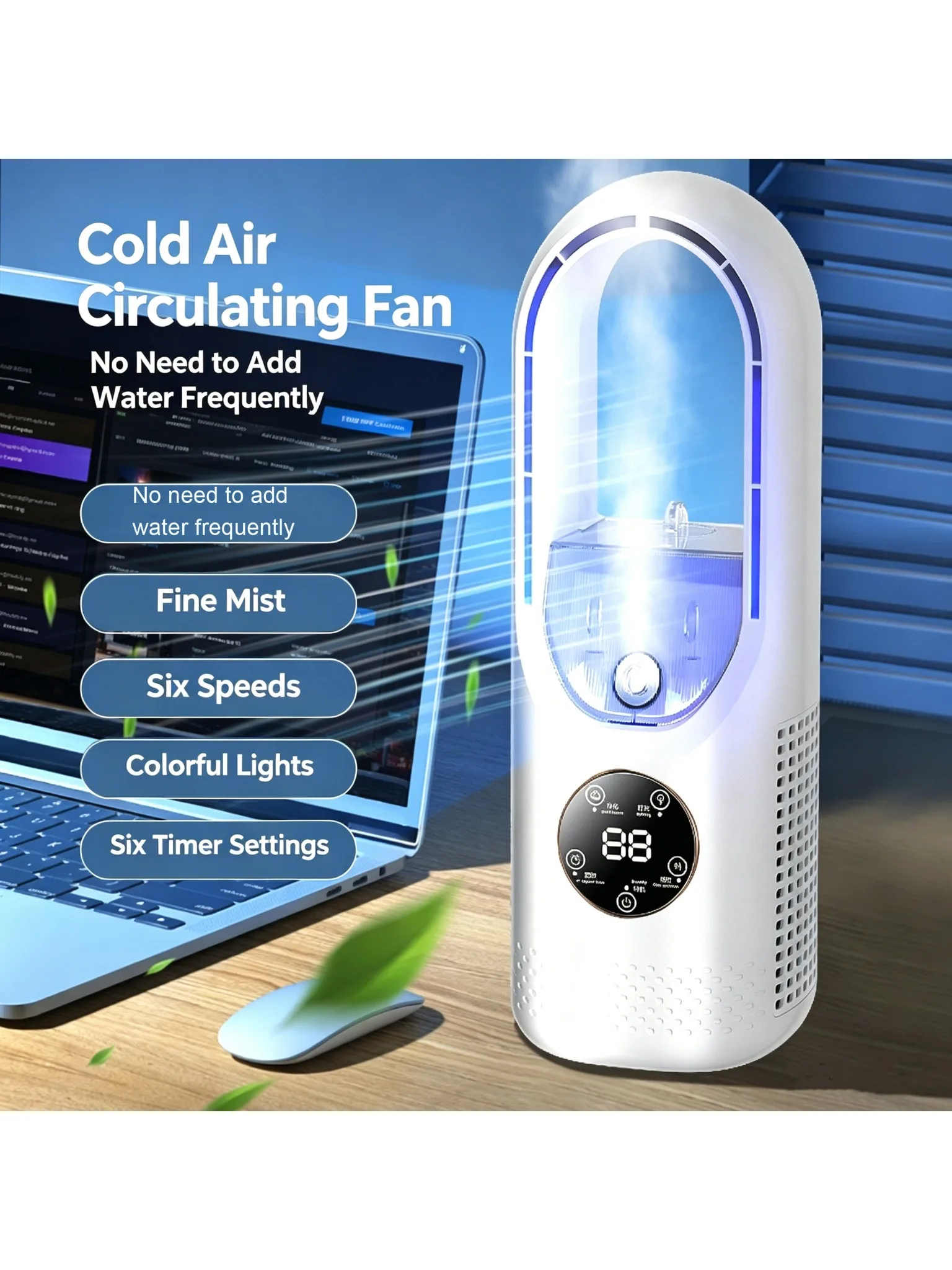 Heißer Verkauf: Tragbarer 3-in-1 Luftkühler mit RGB-Nachtlicht, 100ml Wassertank und leisem Desktop-Ventilator