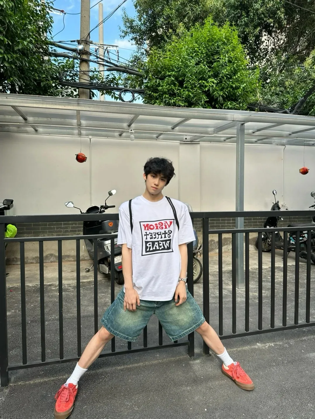 Washed Vintage Men's Denim Shorts High Waist Straight Leg Summer Slimming American Retro Blue Knee-Length Five-Quarter Pants