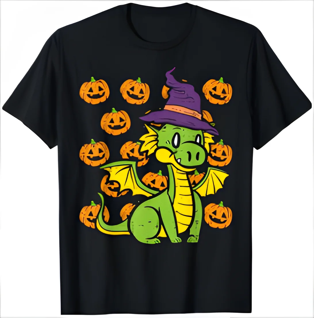 Dragon Pumpkin Halloween Happy Cute Costumes Men's and Women's T-shirts