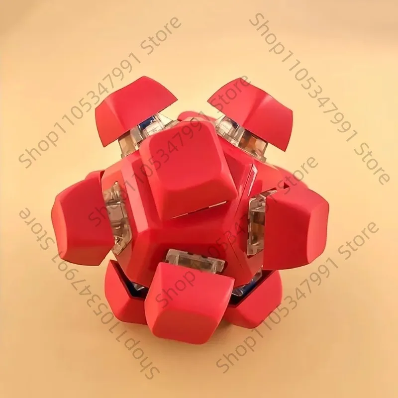 New 12 Keys Magic Ball Fidget Keychain DIY Keyboard Keycap Clicker Toy Keys Button Relief Stress Finger Keyboard Cap Adult