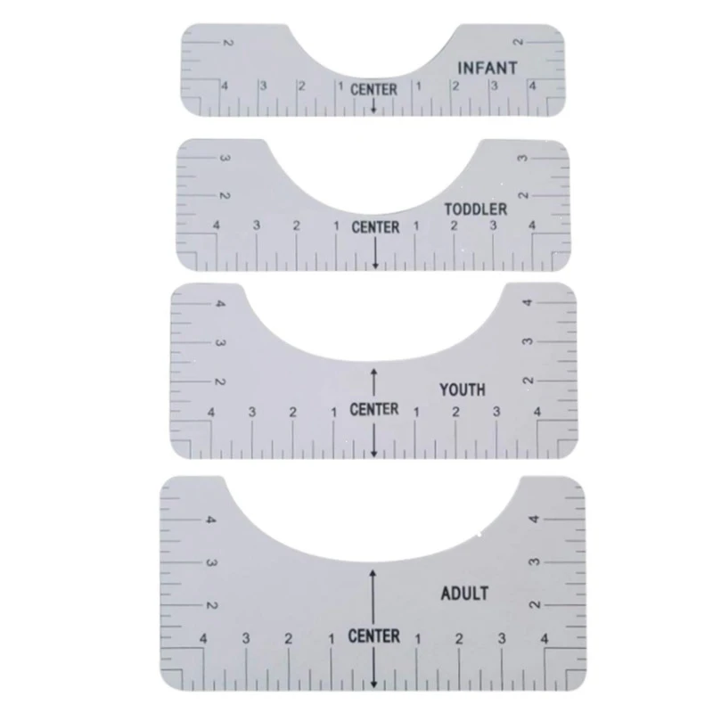 4Pcs T-Shirt Alignment Ruler, Craft Ruler With Guide Tool For Making Fashion Center, T-Shirt Alignment Tool