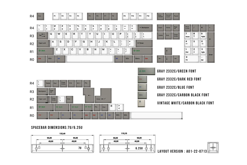 Taihao ALPS ABS Vintage White Grey Doubleshots keycap for diy gaming mechanical keyboard Cubic OEM profile