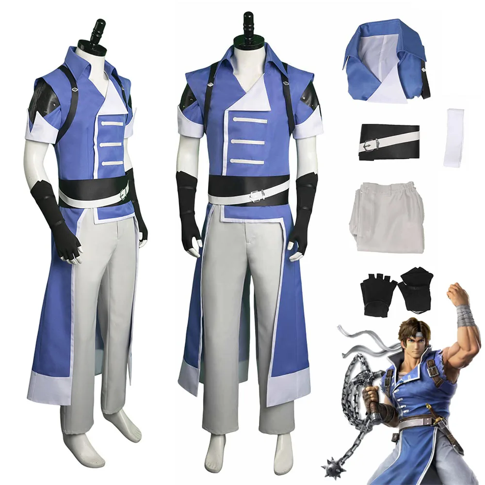 

Game Castlevania Richter Belmont Cosplay Men Costume Top Pants Set Adult Male Roleplay Outfits Halloween Carnival Party Suit