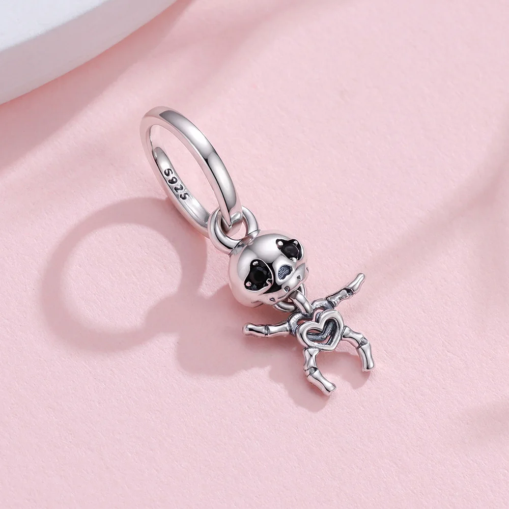 New 925 Sterling Silver Me Series Dancing Skeleton Pendant Charms Jewelry Making For Classic Bracelet Ladies Halloween DIY Gift - view 2