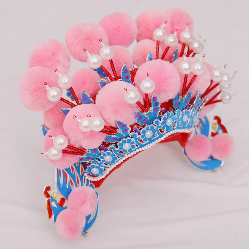 Pom-pom China Peking Opera Phoenix Crown Drama Hats T-stage Catwalk Show Headgear Retro Studio Photography