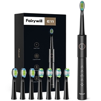 Fairywill Sonic Electric Toothbrush E11 Waterproof USB Charge Rechargeable Electric Toothbrush 8 Brush Replacement Heads Adult