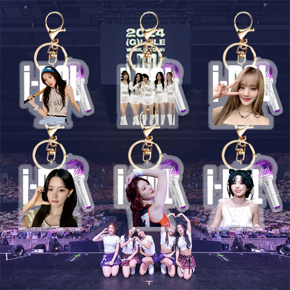 2Pcs/Set Kpop (G)-IDLE Acrylic Keychains High Quality INS Style Double Sides Printing Backpack Pendants YUQI SHUHUA MINNIE Gifts