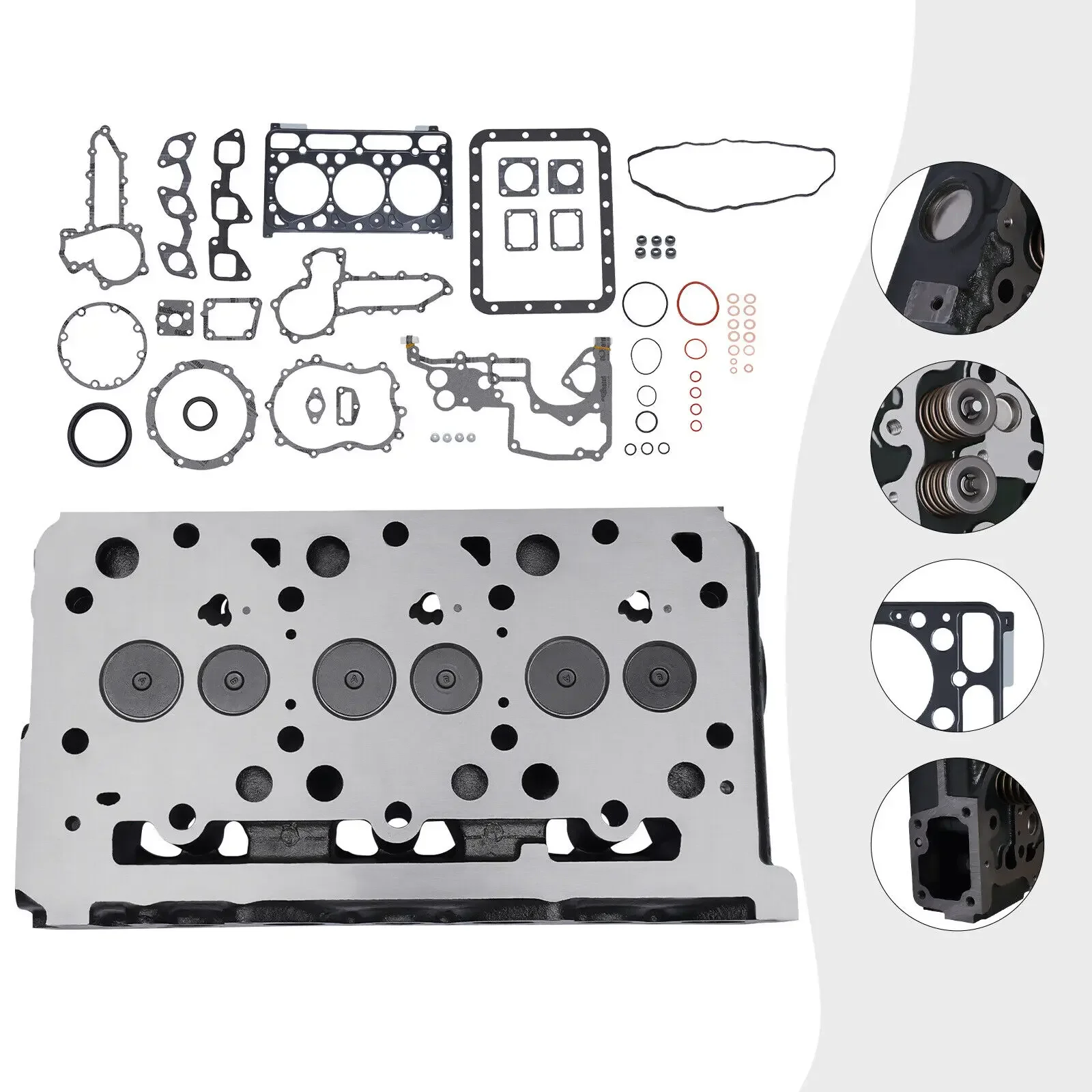 Complete Diesel Cylinder Head D1703 with Full Gasket for Kubota Tractor L3300DTL3300F L3360DT-GSTL3410DT L3410GST