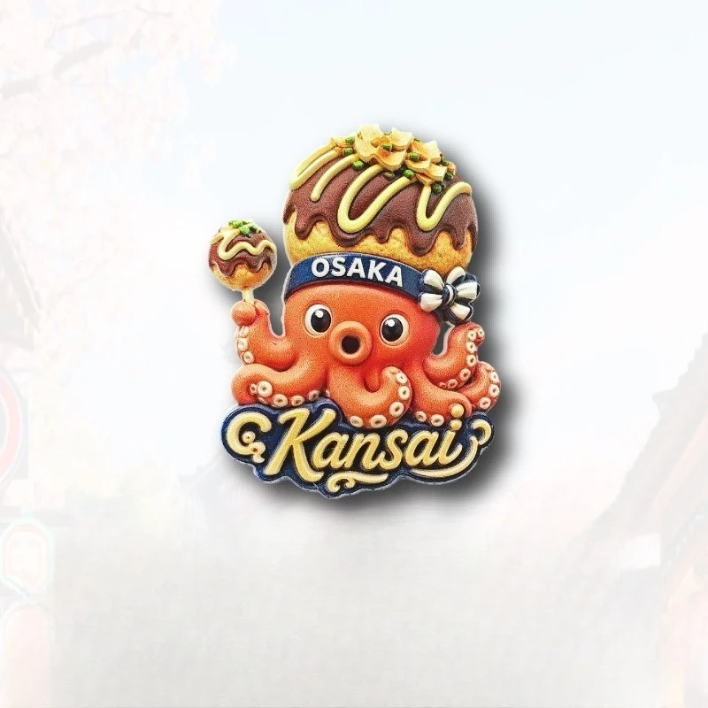 Kansai Takoyaki Cartoon Fridge Magnet - Playful 3D Japanese Food Souvenir Unique Osaka Gift for Travel & Fun Kitchen Decor view 5