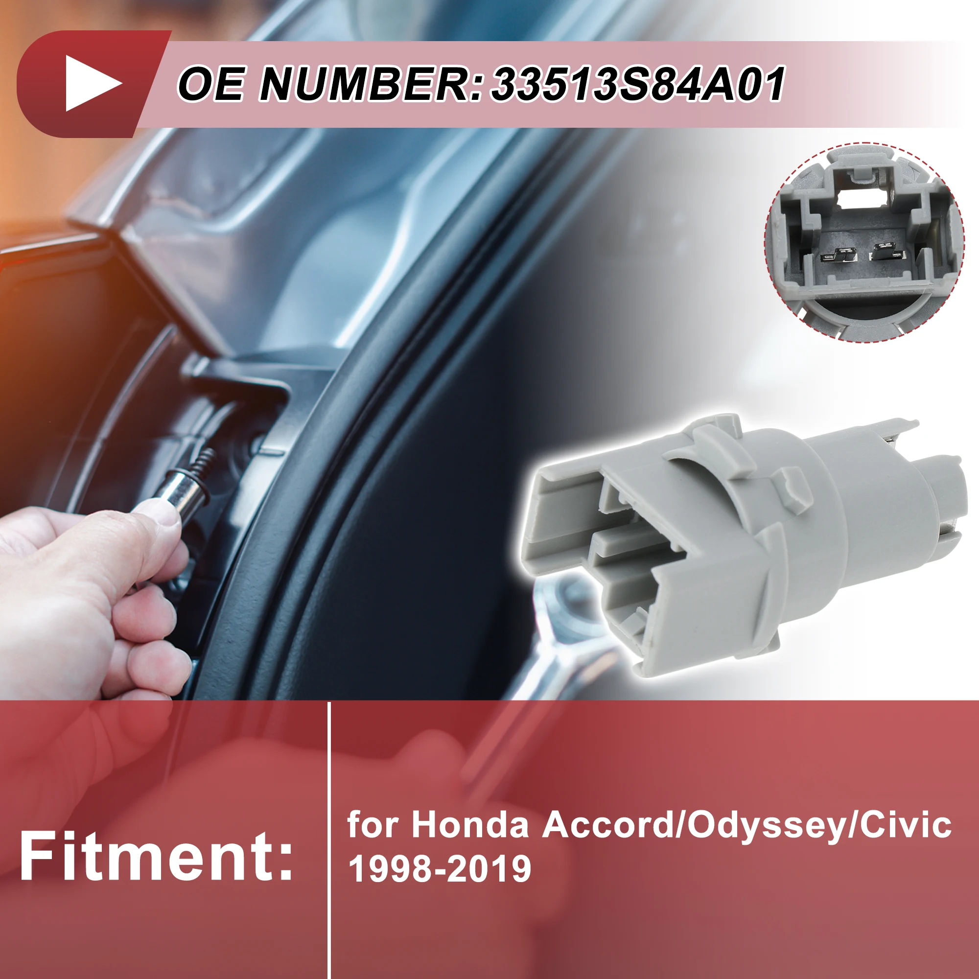 

X Autohaux, 1 шт., розетка для резервного фонаря заднего хода для Honda Accord/Odyssey/Civic 1998-2019, No 33513S84A01, разъем лампы, 2-контактный разъем