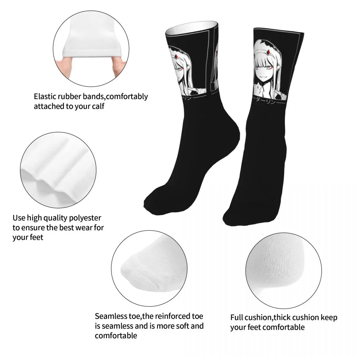 Funny Zero Two Darling In The Franxx Woman Socks 2022 Men Bike Socks