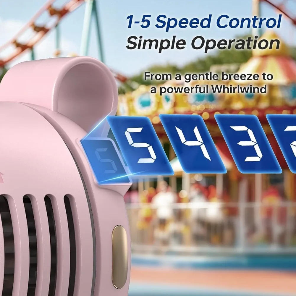 Usb Rechargeable Fan Bladeless Clip Fan For Summer Heat Relief Digital Display Screen Brushless Motor Technology