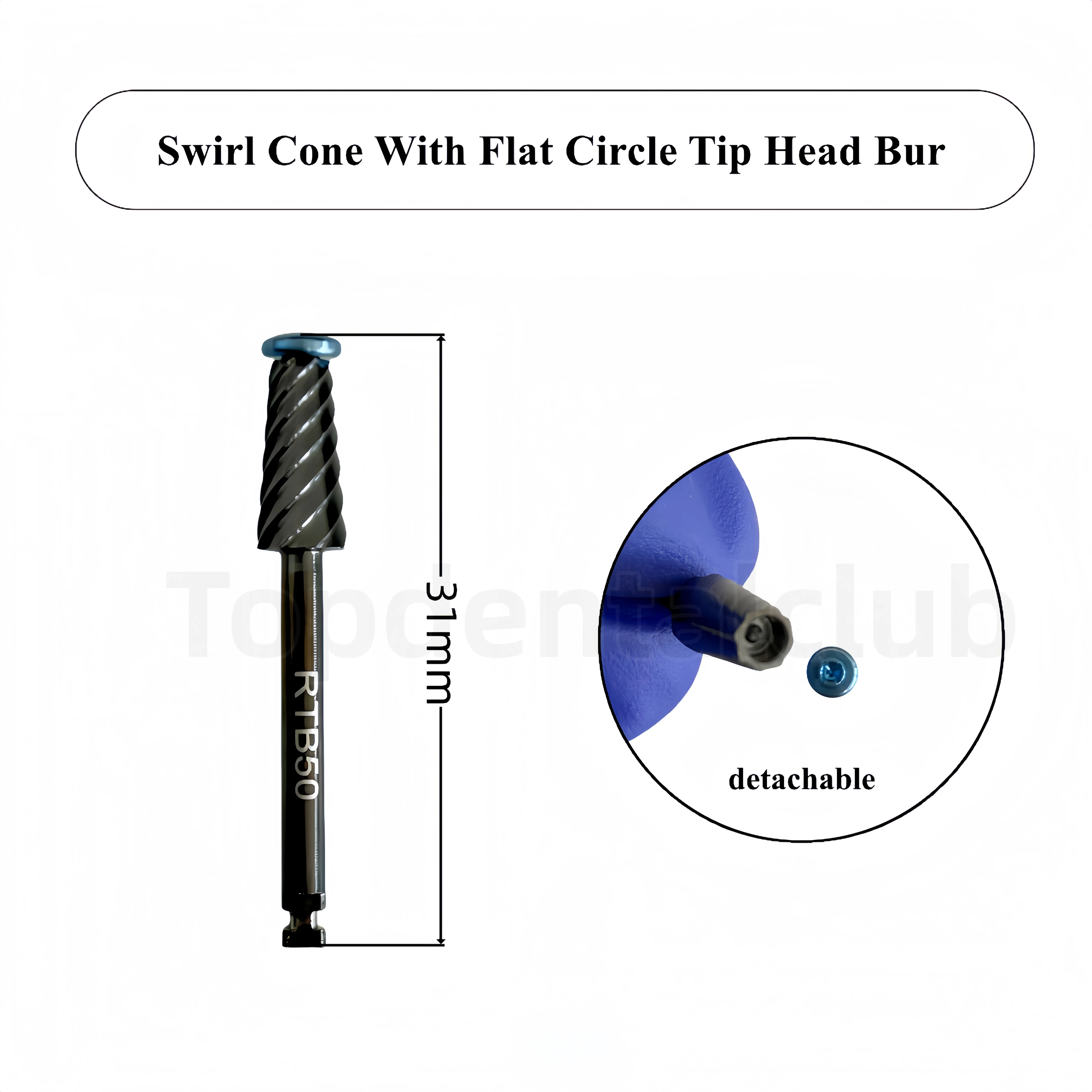 

Dental Swirl Cone With Flat Circle Tip Head Bur Tip Bone Cutter Shaping Surgical Burs Ø5.0