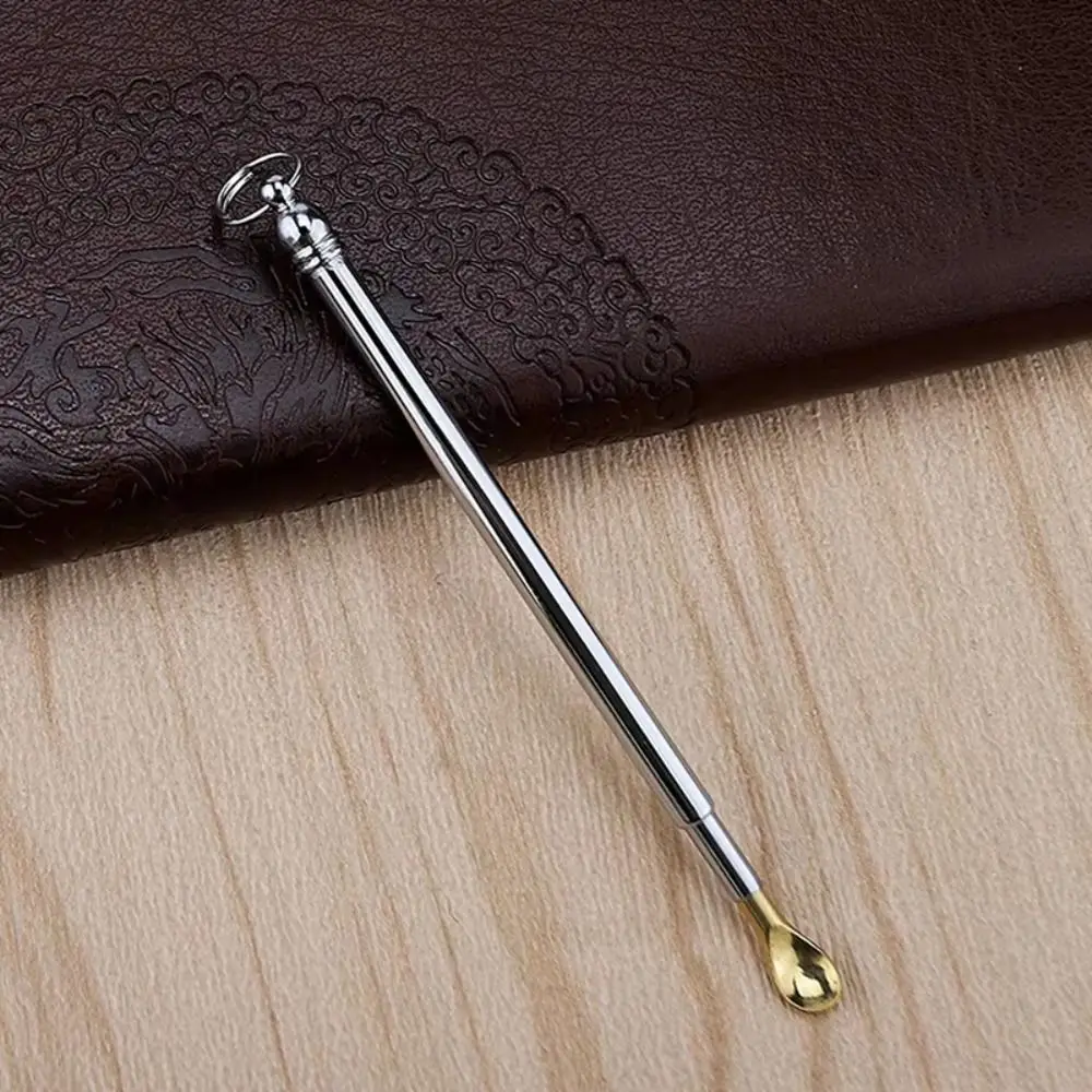 5PCS Brass Material Ear Spoon Scalable Keyring Pendant Scalable Ear Pick Reusable Mini Pocket Size Ear Wax Remover Pocket Carry