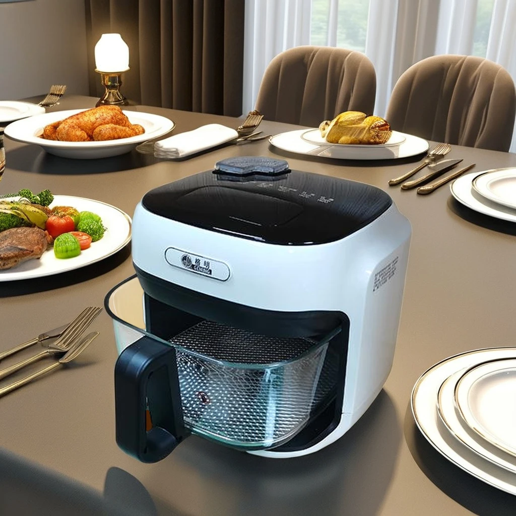 Silver Crest 8L Plastic OilFree Electric Digital Control Air Fryer for Chicken and Cooking view 4