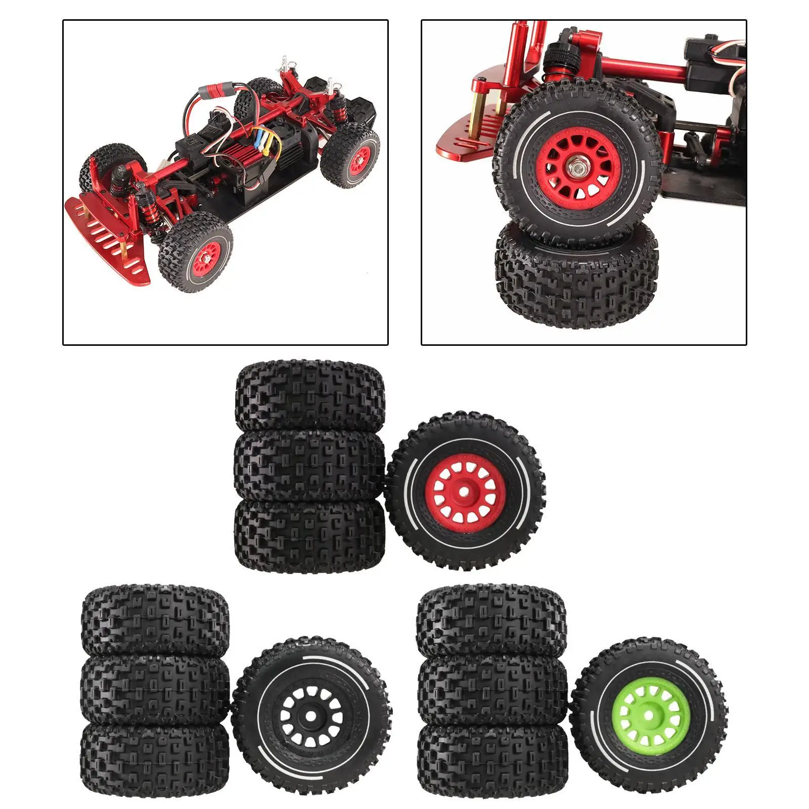 

RC Car Tyre 4 Pieces Spare Parts Practical Easy to Replace Replacement Convenient with 12mm Hex Accessories Tires Set Tyre Wheel