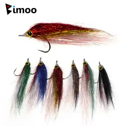 Bimoo 4PCS Slowly Sinking Wounded Minnow Fly Long Ice dubbing Baitfish Polar Fry Fly Salmon Bass Trout Steelhead Fishing Lures