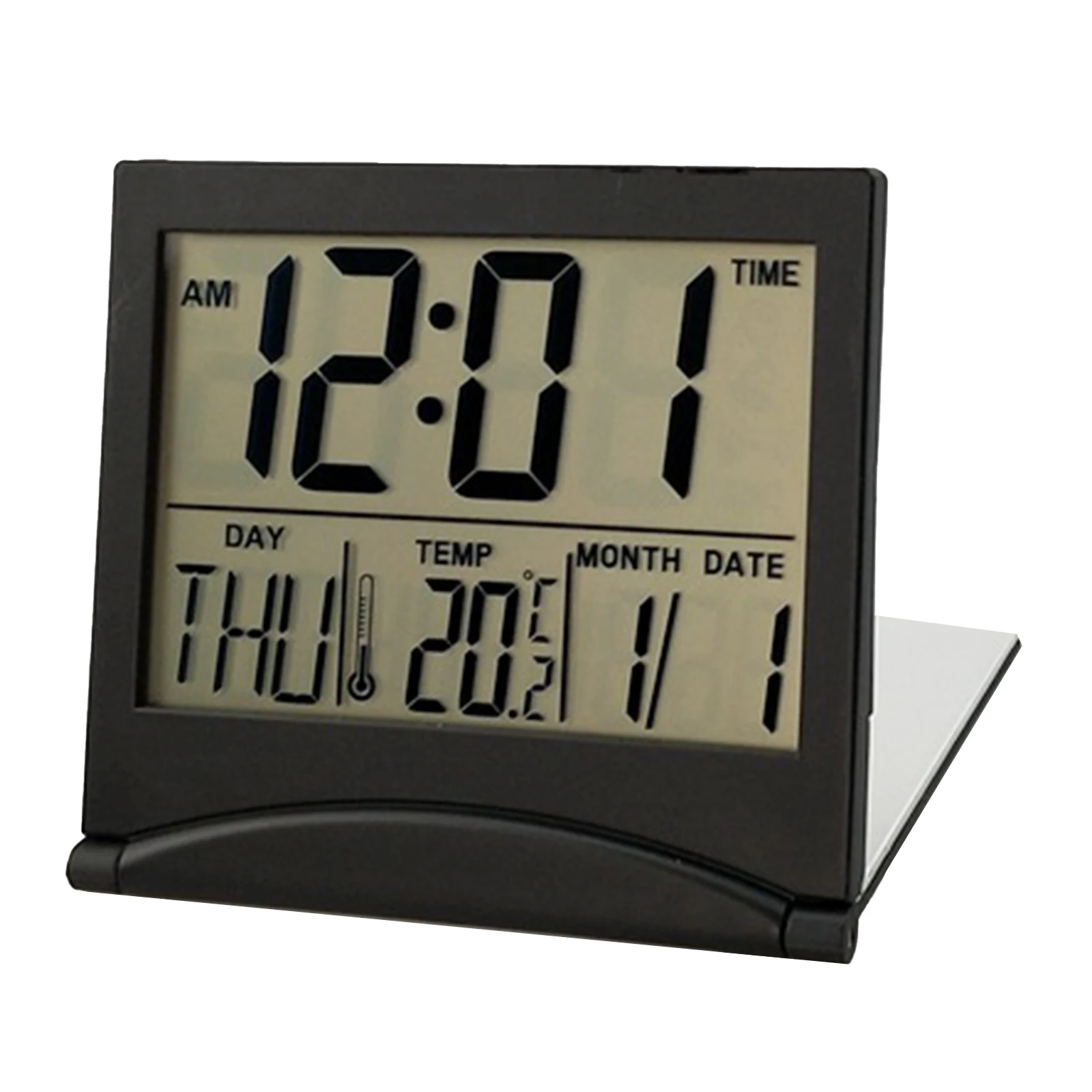 Foldable Digital Alarm Clock LCD Electronic Travel Mini Clock With Temperature Calendar Display Desk Clock For Bedroom