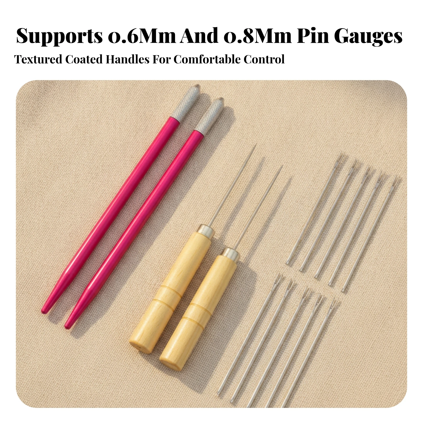 10 Pieces Doll Hair Needle Kit with Wooden Awls Fine Tip Hair Implanting Tool with Metal Tool Rods Slim Long-Lasting