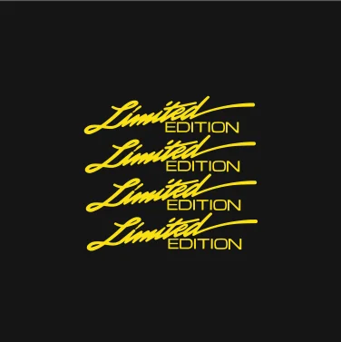 4 Stück/Set Limited Edition Schriftzug-Aufkleber Wasserfeste Vinyl-Sticker für Auto Fahrrad Laptop Dekoration Schwarz Weiß Rot Gelb Holografisch