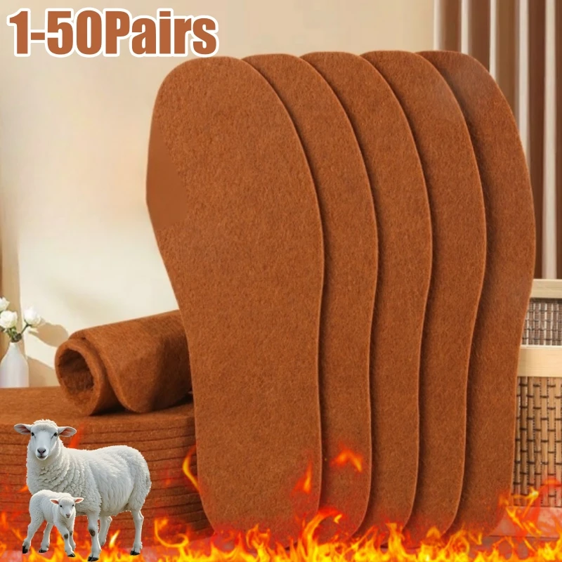 Thick Winter Felt Shoe Inserts for Adult Machine Washable Warm Lining Breathable Moisture Wicking Foot Pads for Cold Weather