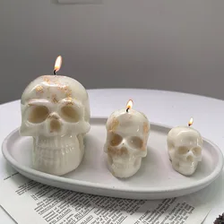 3D Skull Candle Silicone Mold Halloween DIY Handmade Epoxy Resin Mold Desktop Ornament Decorative Gypsum Soft Pottery Clay Tool