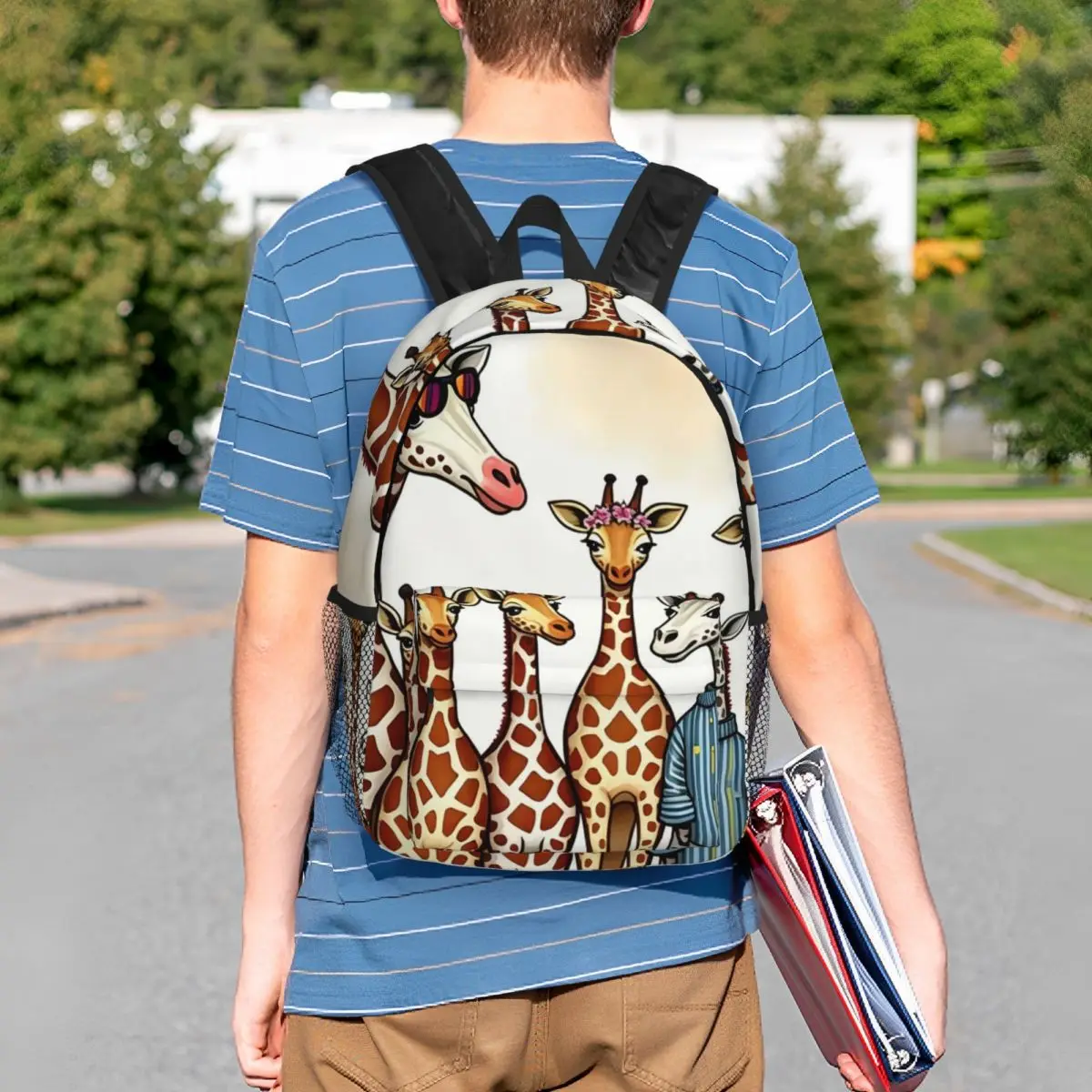 Giraffe Family Design Backpack Student BookBag Children School Bag Laptop Shoulder Bags for Boys Girls