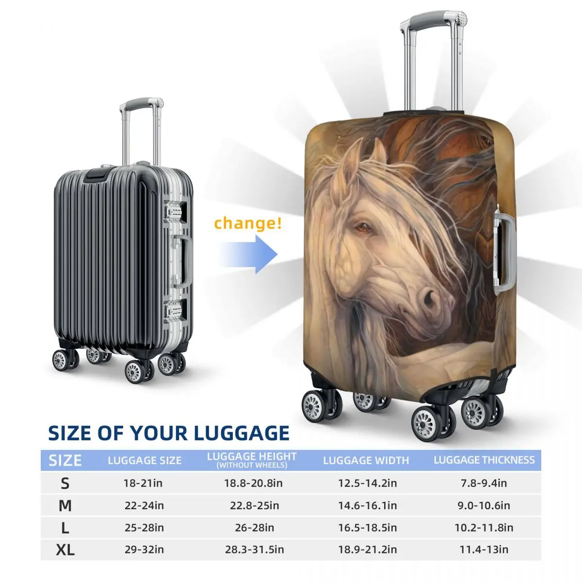 Horses Print Luggage Protective Dust Covers Elastic Waterproof 18-32inch Suitcase Cover Travel Accessories