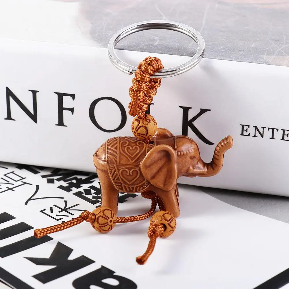 Cartoon Kids Toy Chinese Knot Key Ring Elephant Carving Key Holder Lucky Horse Keyring Weaving Key Chains Lucky Horse Keychain