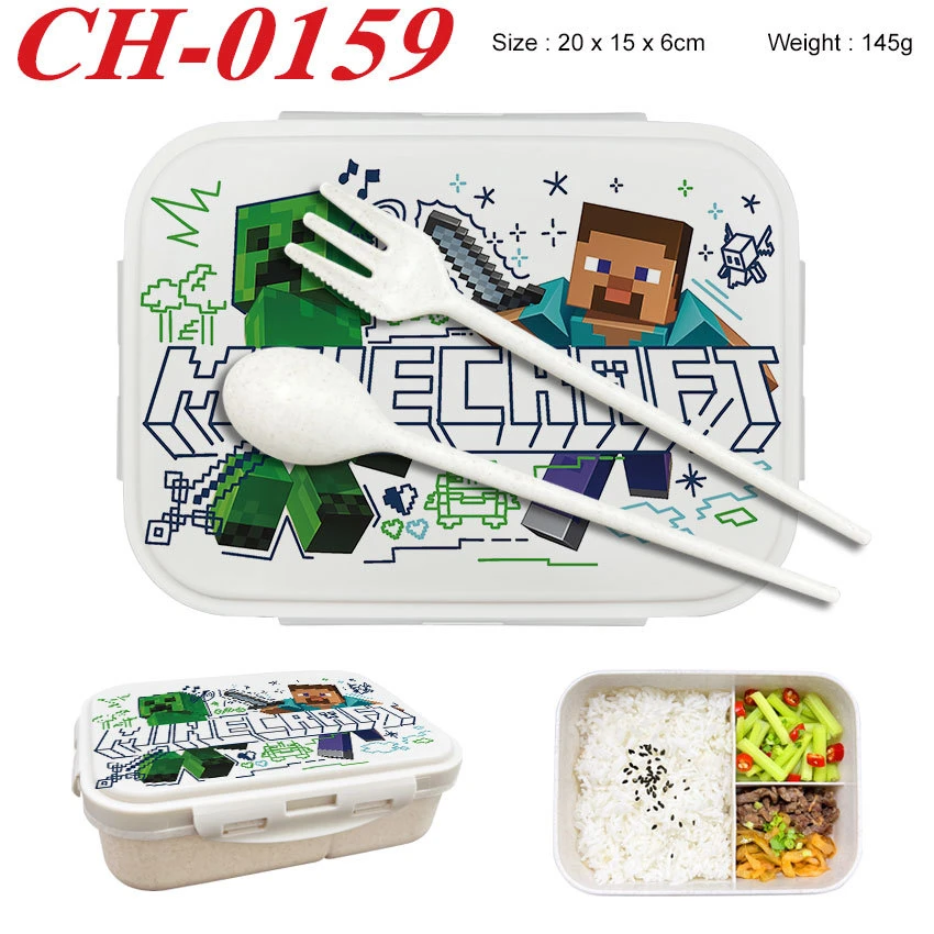Minecrafted 3-piece Japanese-style insulated lunch box with a detachable handle and lid, suitable for women, backpacking, office view 4