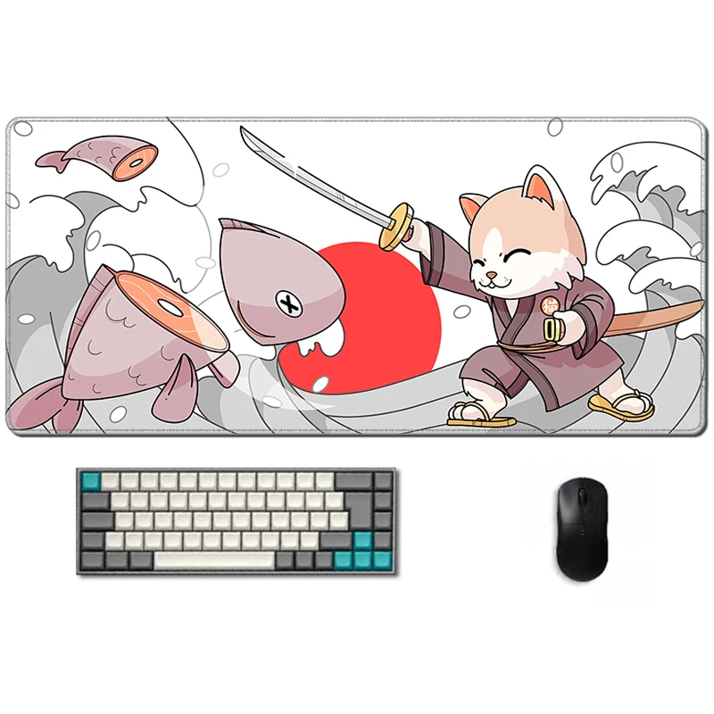 Xxl Desk Mat Sushi Sensei Mousepad Gamer Professional Speed Mechanical Keyboard Table Rug Gaming Computer Big Mouse Pad Kawaii