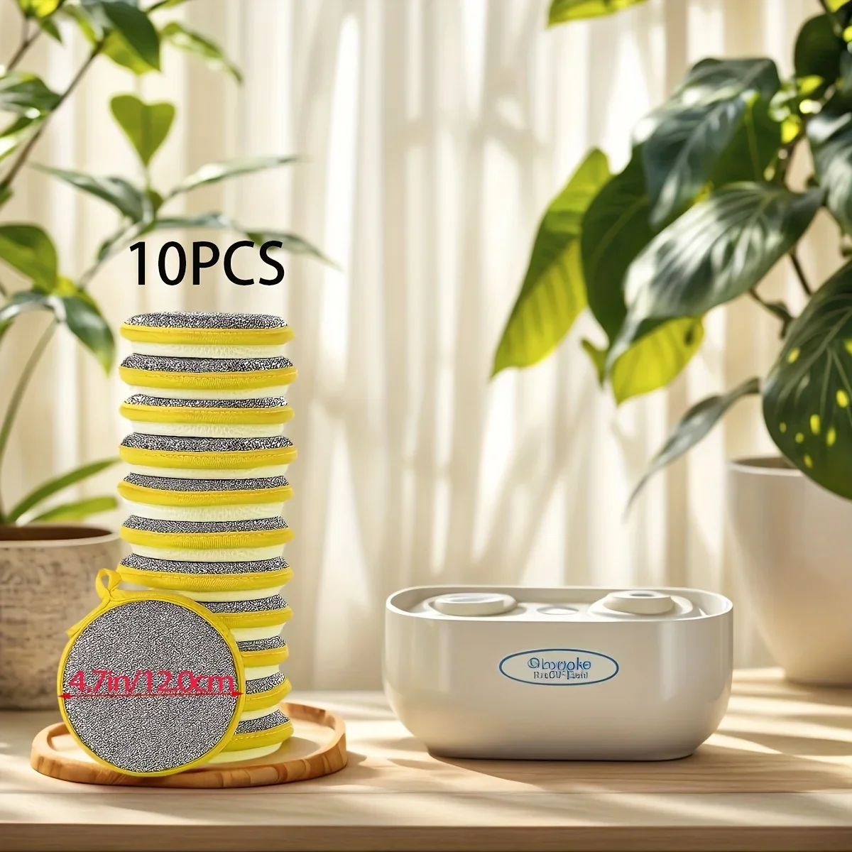 

10-Pack Kitchen Scrub Sponges Set - Dual-Sided Non-Scratch Pads & Dish Brush, Washable & Reusable