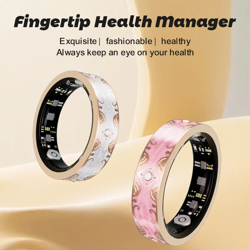 

Health Tracker Smart Ring IP68 Waterproof Blood Pressure Heart Rate Sleep Monitor with Blood Oxygen Measurement