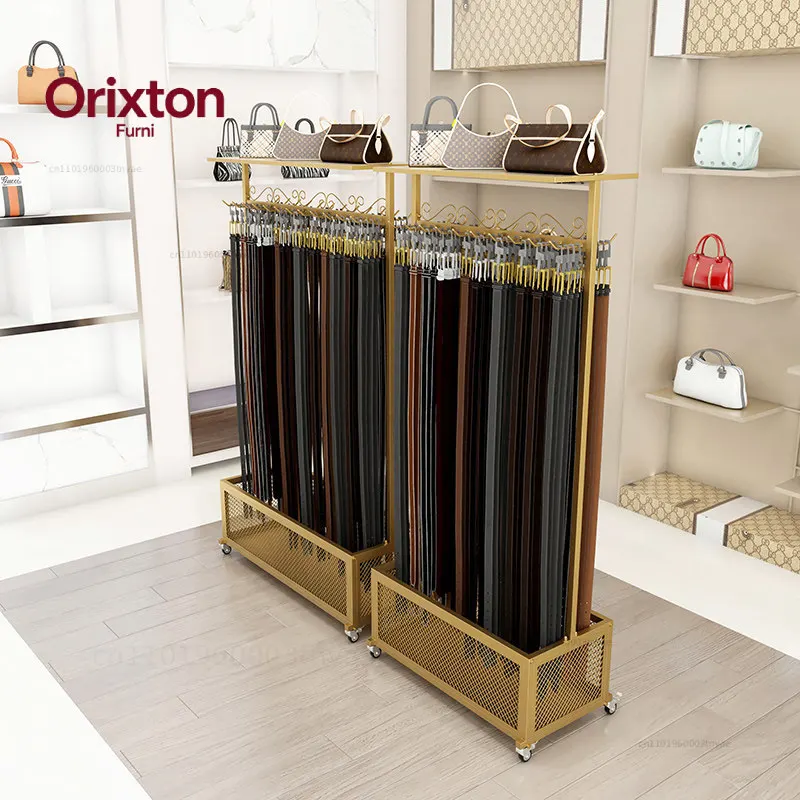 Belt rack, belt display rack, multi-functional shelf, clothing store bag display rack, double-sided storage, tie middle