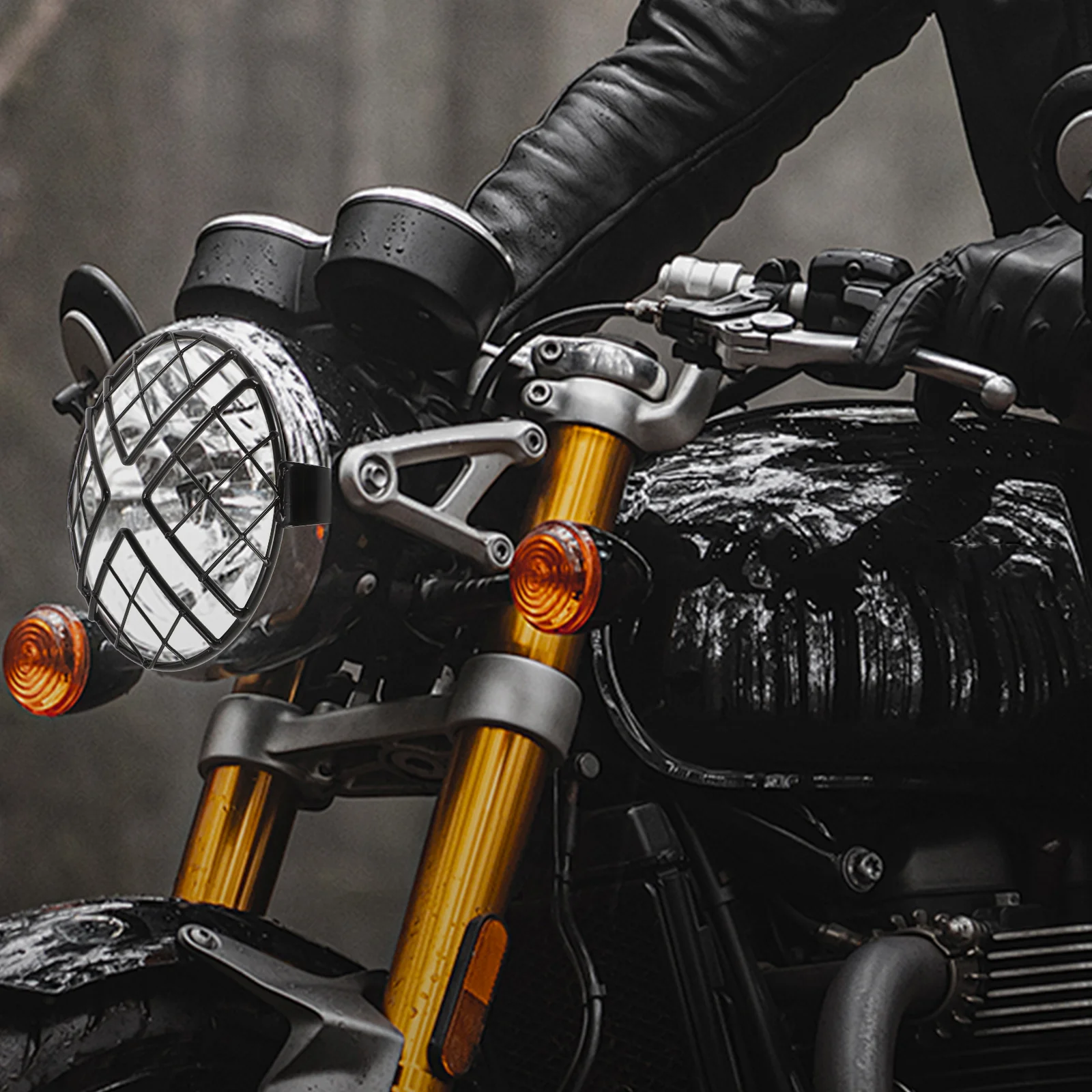 

Motorcycle Headlight Grill Cover Black Universal Fit Mesh Protector Guard for Cafe Racer and Motorbike Accessories Headlight