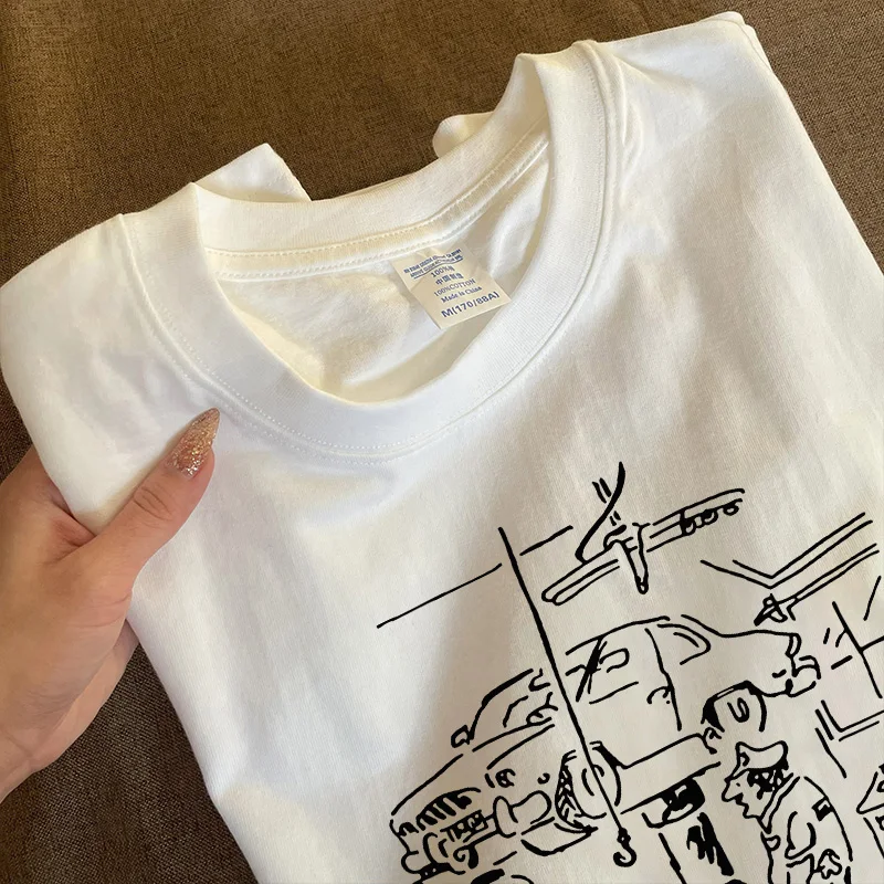 Heavyweight Pure Cotton Long Sleeve T-Shirt Unisex Vintage Style Streetwear Versatile 310gmao Xiaocheng Story Multi-Design