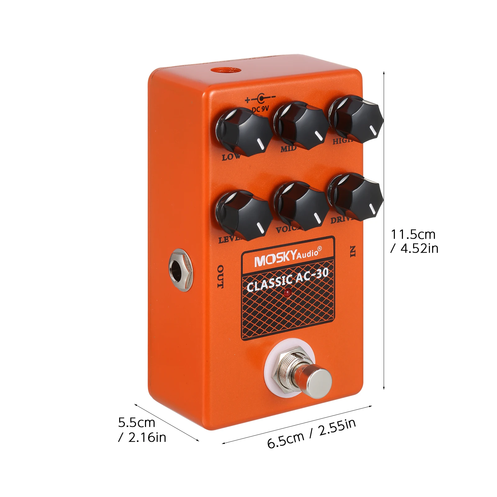 MOSKYaudio Classic AC-30 Guitar Effect Pedal True Bypass Full Metal Shell Speaker Simulation Level Drive Voice Effect Accessory