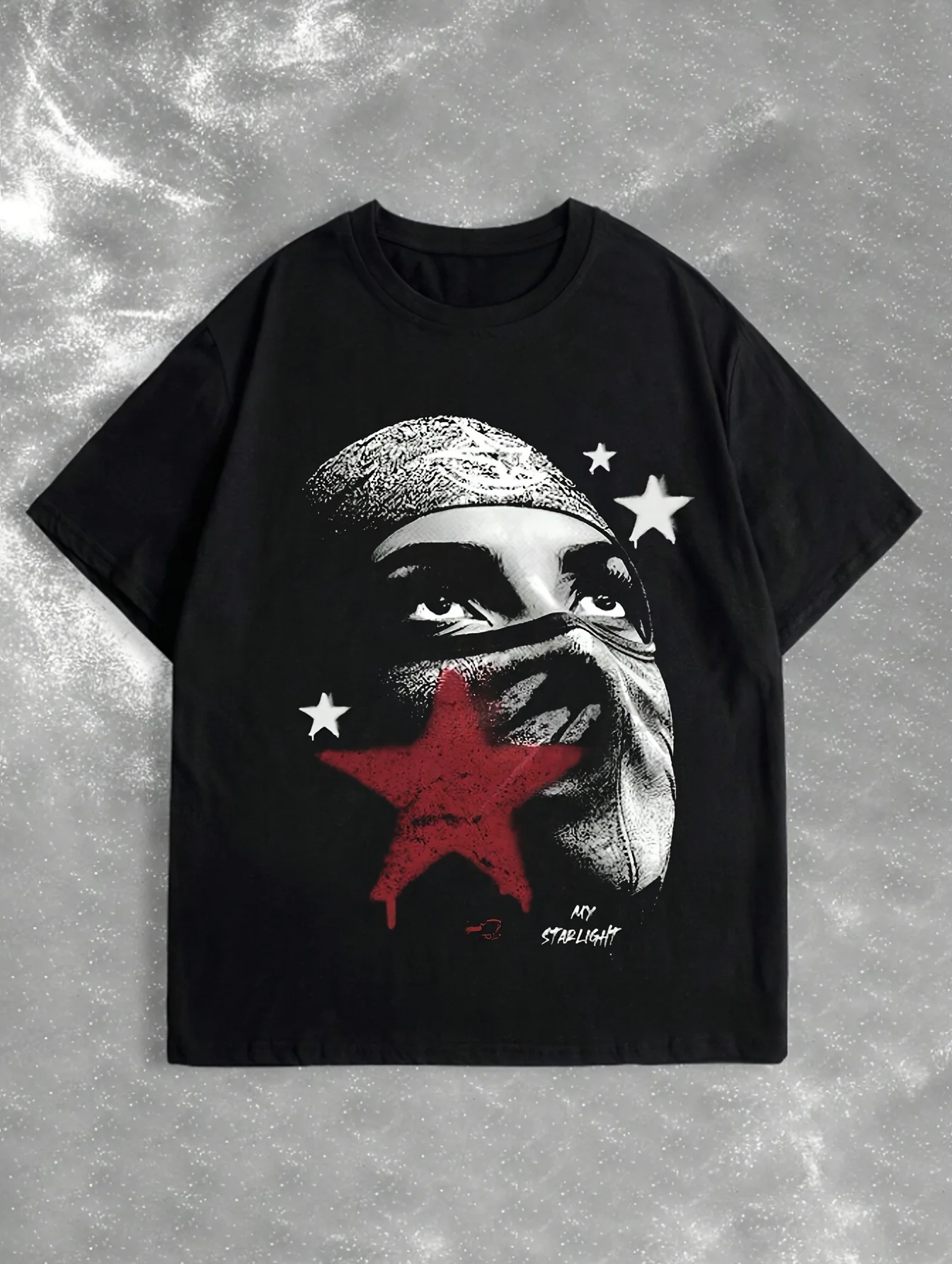 Y2K الرجال S Headshot الشارع تي شيرت قصير الأكمام مادة البوليستر منتظم صالح موسم الصيف الرجال S موضة جولة العنق