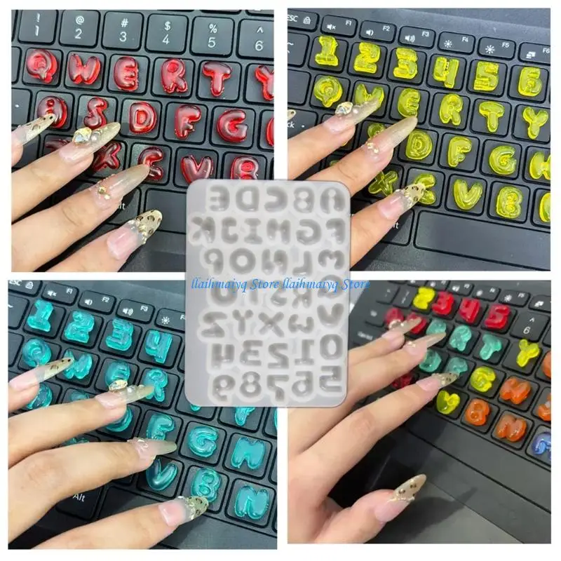 573B Practical Handmade Molds Keyboard Letter Ornament Moulds Silicone Texture