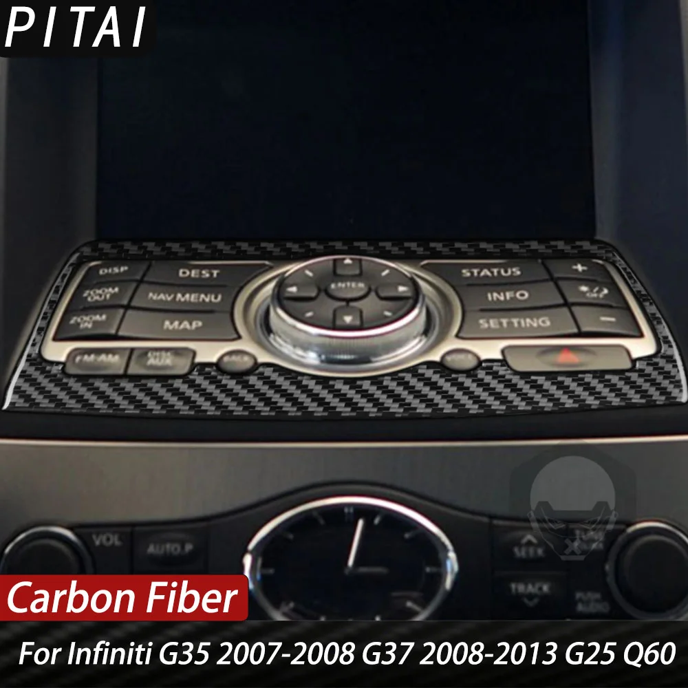 For Infiniti G35 2007-2008 G37 2008-2013 G25 Q60 Accessories Carbon Fiber Car Interior Central Control CD Panel Trim Sticker