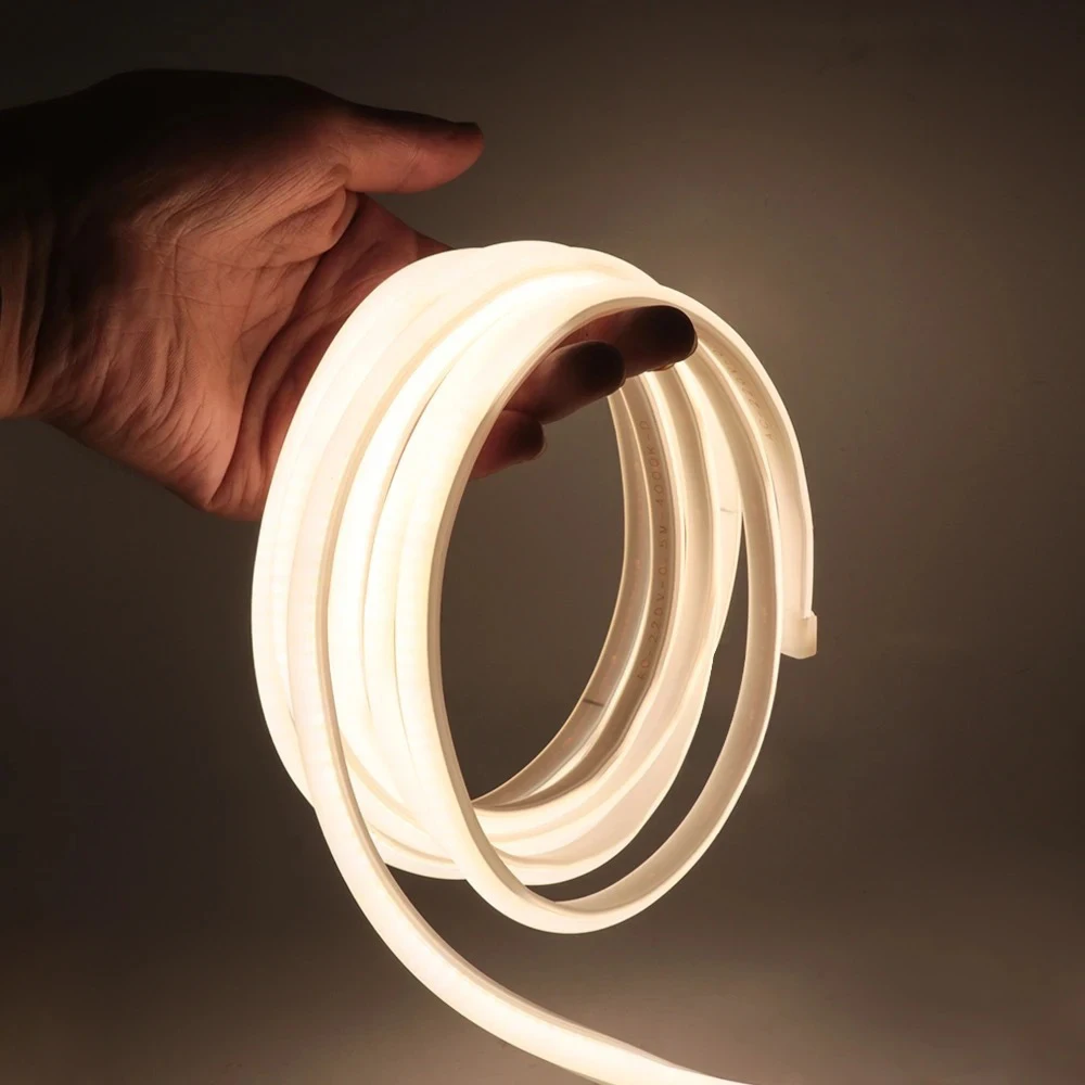 10M 4000K 220V EU COB LED Strip IP67 Waterproof Super Bright 288LED/m Linear Lighting COB Led Tape Flexible Ribbon Home Decor