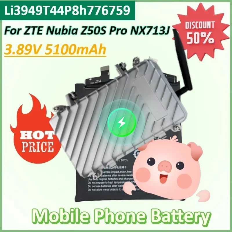 

Li3949T44P8h776759 3.89V 5100mAh Mobile Phone Battery for ZTE Nubia Z50S Pro NX713J Mobile Phone 1ICP6/68/74 Batteries