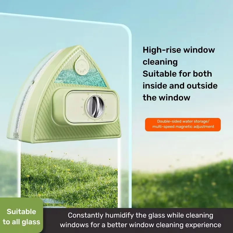 Magnetic Window Cleaner with Water Storage, Double Adjustable Glass Wiper, Glasses Cleaning, Household Cleaning