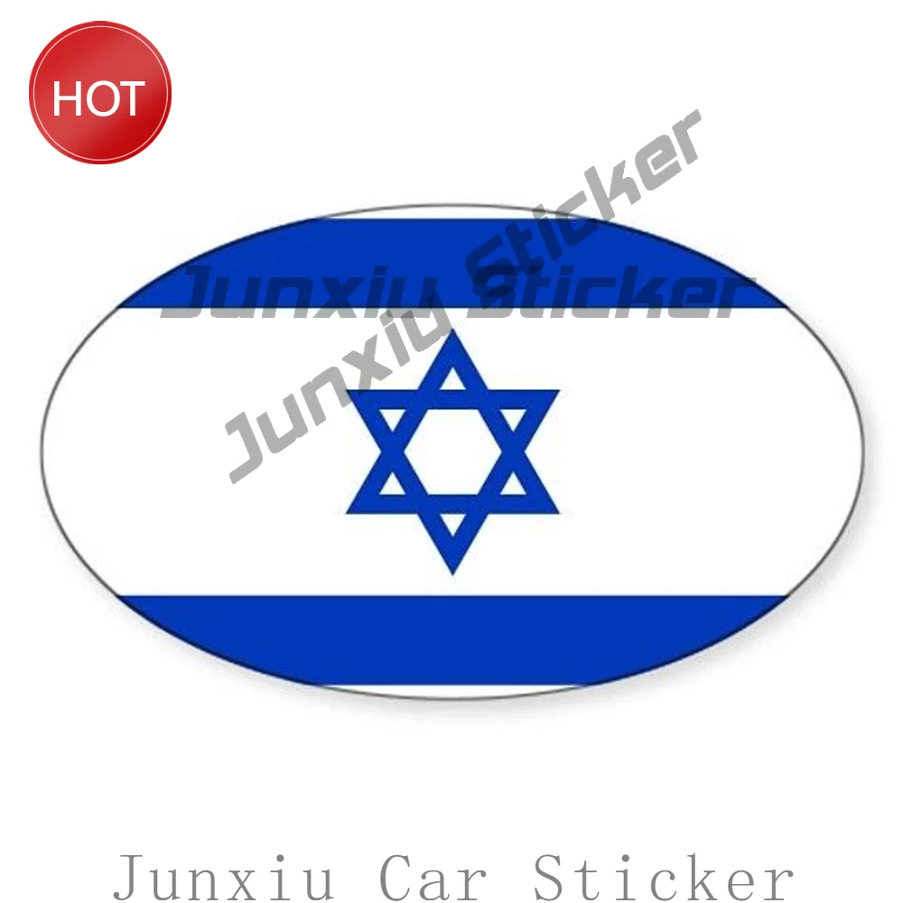 Israel Flag Oval PVC Sticker For Vehicle Window Toolbox And Laptop Vehicle Styling Accessories Decal