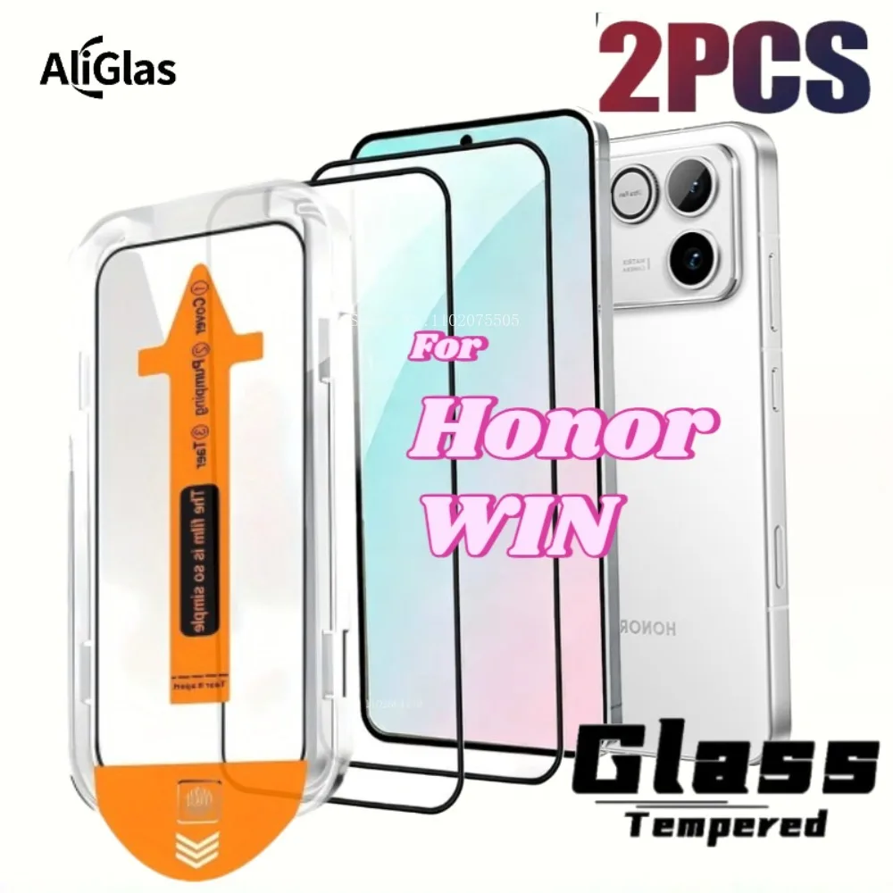

2 высококачественные защитные пленки для экрана из закаленного стекла, подходящие для серии Huawei Honor Win, с инструментами для установки.