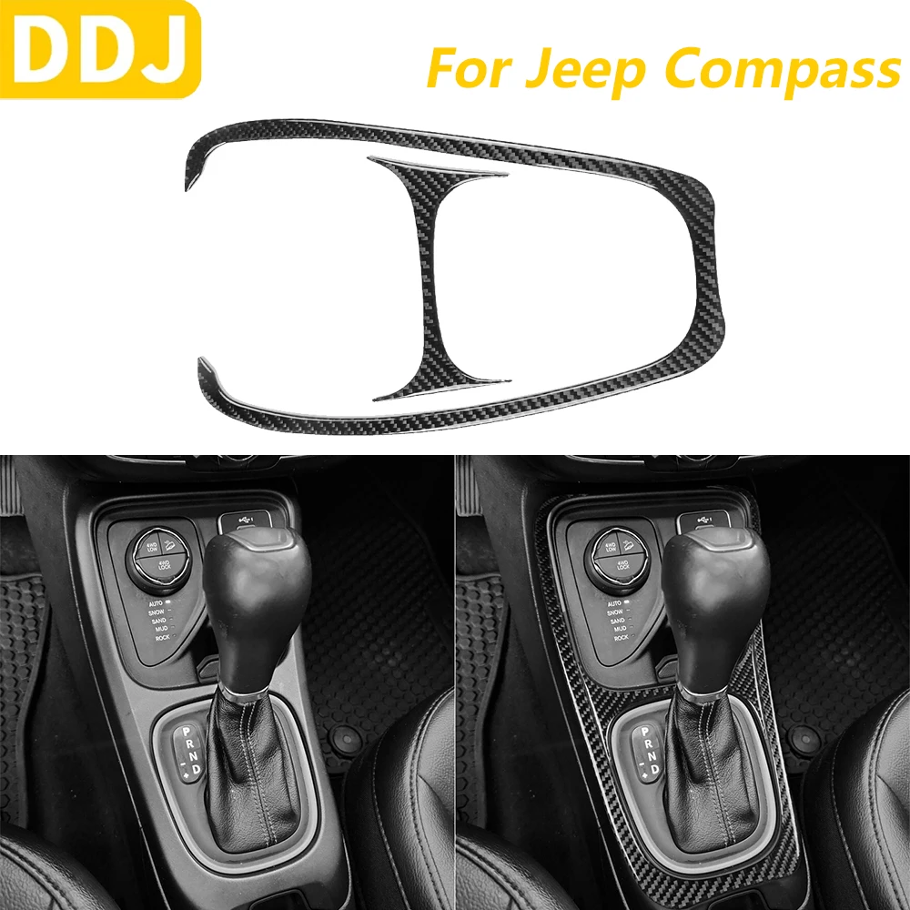 

Для Jeep Compass 2018-2021 углеродное волокно, центральное управление, рамка переключения передач, декоративная крышка, автомобильные аксессуары, внутренняя наклейка